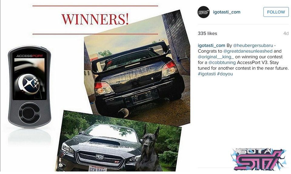Heuberger Subaru Giveaway Cobb Accessport V3 #subieport Winners